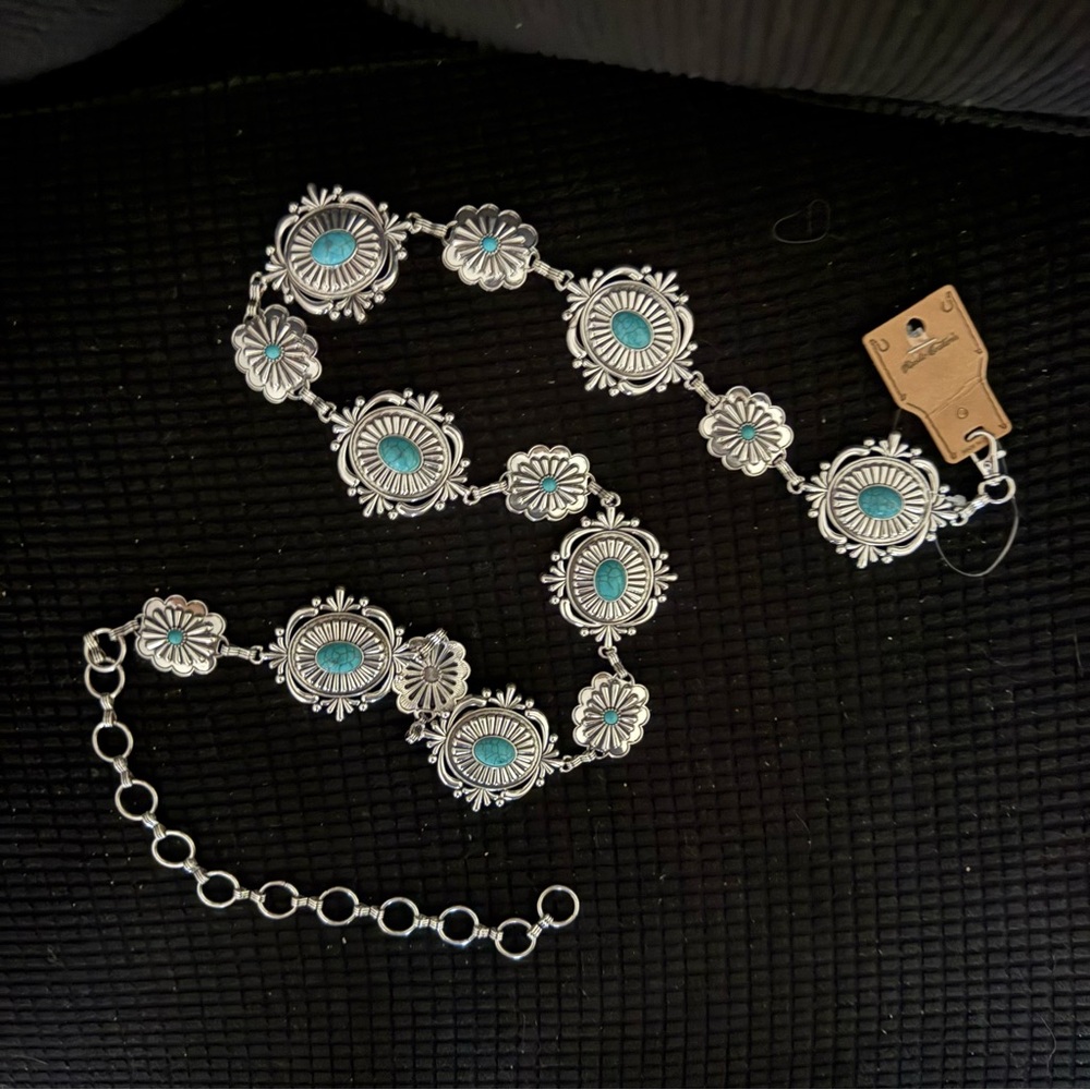 Silver and Turquoise Western Belt